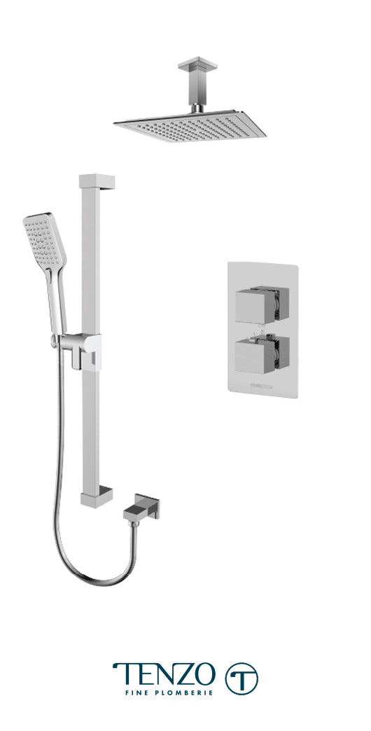 Tenzo - Slik Chrome T-box Shower Kit With 2 Functions (Thermostatic)