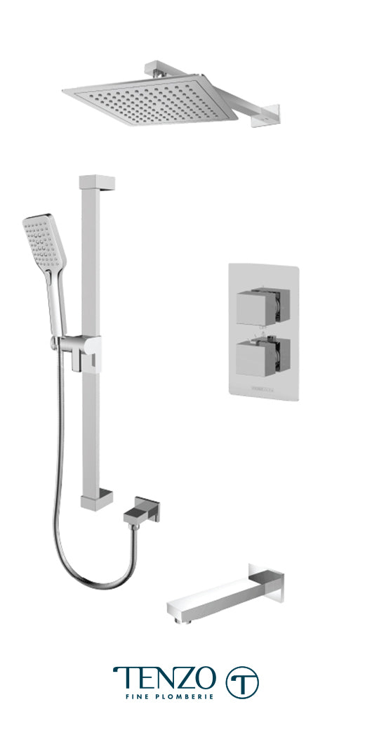 Tenzo - Slik Chrome Thermostatic T-box Shower Kit With 3 Functions