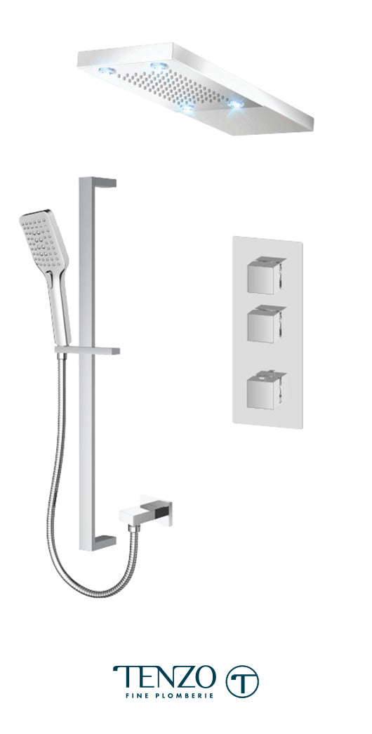 Tenzo - Slik Extenza Thermostatic Chrome Shower Kit With 2 Functions