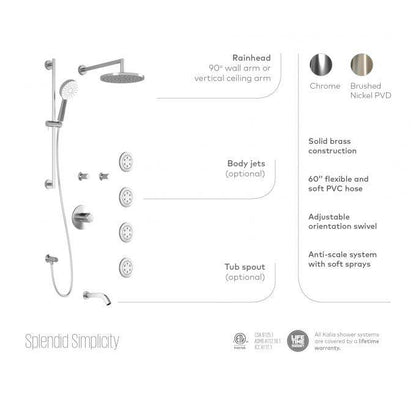 Kalia CITÉ TCD1 (Valve Not Included) AQUATONIK T/P Coaxial Shower System with Wall Arm- Brushed Nickel PVD