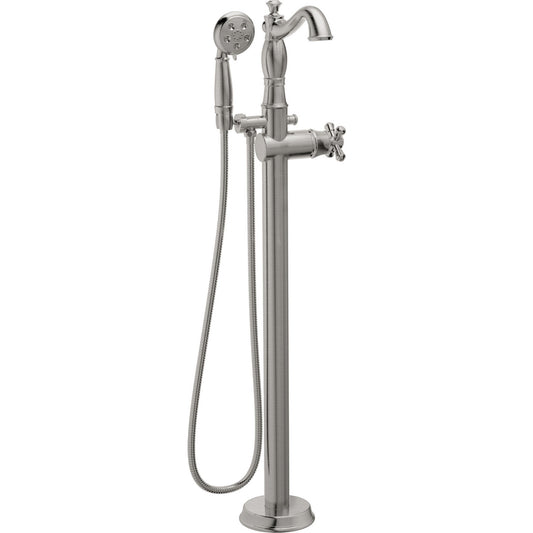 Delta CASSIDY Single Handle Floor Mount Tub Filler Trim with Hand Shower -Stainless Steel (Valve and Handle Sold Separately)