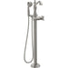 Delta CASSIDY Single Handle Floor Mount Tub Filler Trim with Hand Shower -Stainless Steel (Valve and Handle Sold Separately)