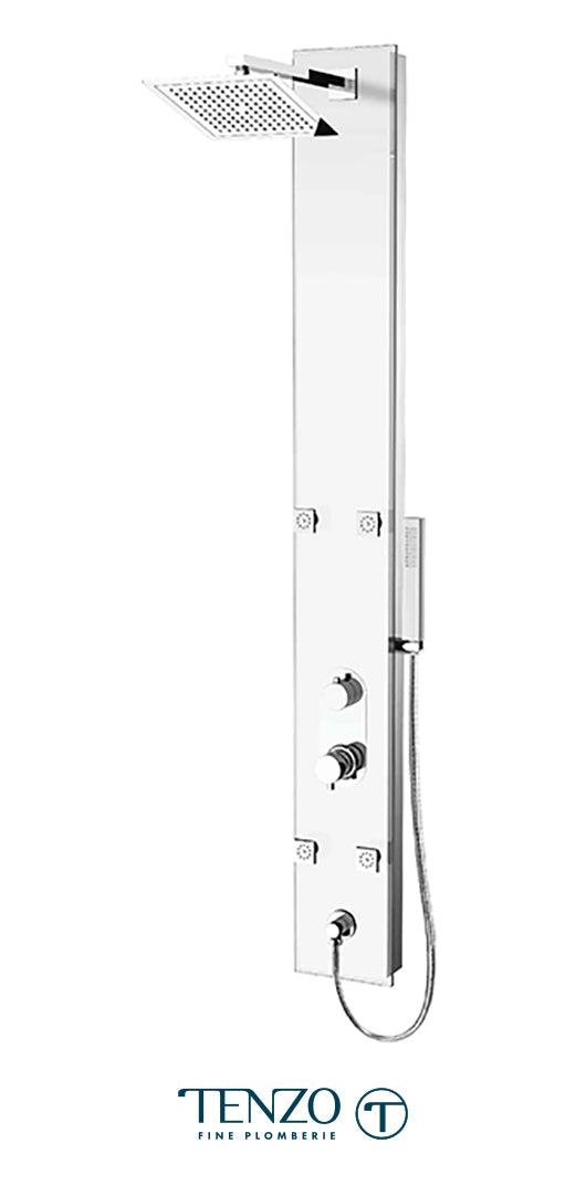 Tenzo Evolo 3-Functions Tempered Glass Shower Column with Diverter Spout