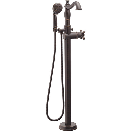 Delta CASSIDY Single Handle Floor Mount Tub Filler Trim with Hand Shower -Venetian Bronze (Valve and Handle Sold Separately)