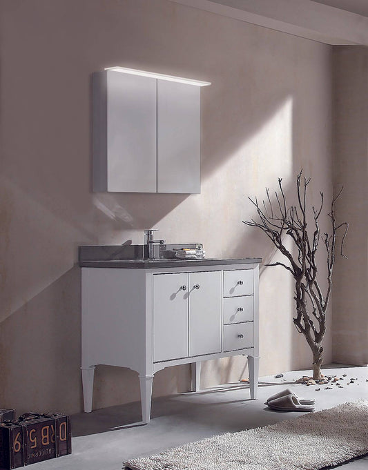 PierDeco Washington 37" White Bathroom Vanity With White Countertop - Renoz