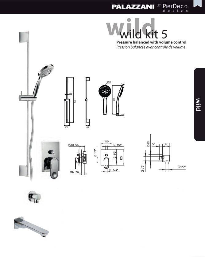 PierDeco Design Palazzani Wild 5 Shower Kit - Renoz